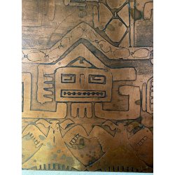 LASTRA RAME G Urso 63 PANNELLO INCISIONE FIGURE ANTROPOMORFE BRUTALISMO 120x57cm