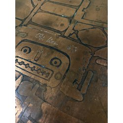 LASTRA RAME G Urso 63 PANNELLO INCISIONE FIGURE ANTROPOMORFE BRUTALISMO 120x57cm