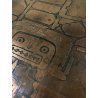 LASTRA RAME G Urso 63 PANNELLO INCISIONE FIGURE ANTROPOMORFE BRUTALISMO 120x57cm