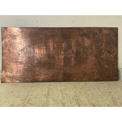 LASTRA RAME G Urso 63 PANNELLO INCISIONE FIGURE ANTROPOMORFE BRUTALISMO 120x57cm
