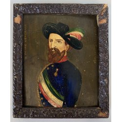 PICCOLO QUADRO DIPINTO OLIO TAVOLA RITRATTO Giuseppe Garibaldi PRODE GENERALE