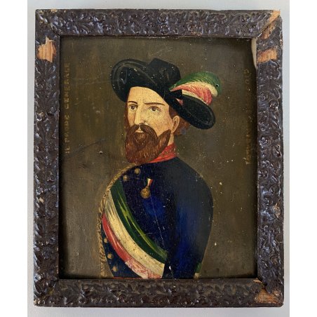 PICCOLO QUADRO DIPINTO OLIO TAVOLA RITRATTO Giuseppe Garibaldi PRODE GENERALE
