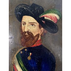 PICCOLO QUADRO DIPINTO OLIO TAVOLA RITRATTO Giuseppe Garibaldi PRODE GENERALE