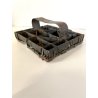 ANTICO TIMBRO TESSILE BLOCCO STAMPA RAME TAMPONE INCHIOSTRO GALLO 19x17cm '900