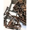ANTICO TIMBRO TESSILE BLOCCO STAMPA RAME TAMPONE INCHIOSTRO GALLO 19x17cm '900