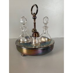VINTAGE SET CONDIMENTO OLIERA Christfle FLEURON METALLO ARGENTATO CRISTALLO '70
