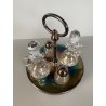 VINTAGE SET CONDIMENTO OLIERA Christfle FLEURON METALLO ARGENTATO CRISTALLO '70