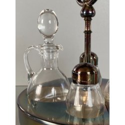 VINTAGE SET CONDIMENTO OLIERA Christfle FLEURON METALLO ARGENTATO CRISTALLO '70