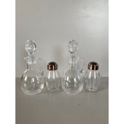VINTAGE SET CONDIMENTO OLIERA Christfle FLEURON METALLO ARGENTATO CRISTALLO '70