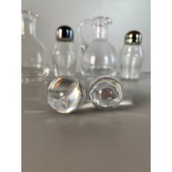 VINTAGE SET CONDIMENTO OLIERA Christfle FLEURON METALLO ARGENTATO CRISTALLO '70