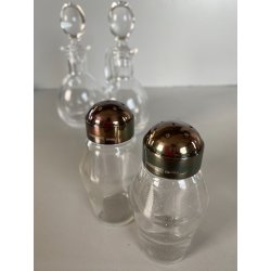 VINTAGE SET CONDIMENTO OLIERA Christfle FLEURON METALLO ARGENTATO CRISTALLO '70
