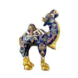 FIGURA CAMMELLO CLOISONNé CINESE OTTONE SMALTO BLU ORO VINTAGE ENAMEL CAMEL '900