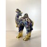 FIGURA CAMMELLO CLOISONNé CINESE OTTONE SMALTO BLU ORO VINTAGE ENAMEL CAMEL '900