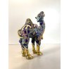 FIGURA CAMMELLO CLOISONNé CINESE OTTONE SMALTO BLU ORO VINTAGE ENAMEL CAMEL '900