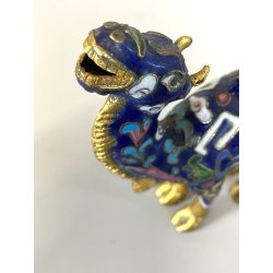 FIGURA CAMMELLO CLOISONNé CINESE OTTONE SMALTO BLU ORO VINTAGE ENAMEL CAMEL '900