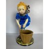 SCULTURA CERAMICA SMALTO POLICROMO COLAGGIO BIMBA COLPO DI VENTO ART DECò