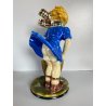 SCULTURA CERAMICA SMALTO POLICROMO COLAGGIO BIMBA COLPO DI VENTO ART DECò