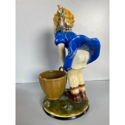SCULTURA CERAMICA SMALTO POLICROMO COLAGGIO BIMBA COLPO DI VENTO ART DECò