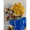 SCULTURA CERAMICA SMALTO POLICROMO COLAGGIO BIMBA COLPO DI VENTO ART DECò