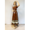 STATUINA CERAMICA POLICROMA Tanagra TORINO n°112 RAGAZZA COSTUME TRADIZIONALE 40