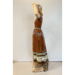 STATUINA CERAMICA POLICROMA Tanagra TORINO n°112 RAGAZZA COSTUME TRADIZIONALE 40