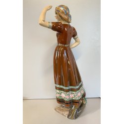 STATUINA CERAMICA POLICROMA Tanagra TORINO n°112 RAGAZZA COSTUME TRADIZIONALE 40