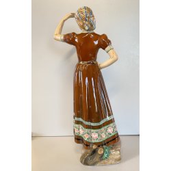 STATUINA CERAMICA POLICROMA Tanagra TORINO n°112 RAGAZZA COSTUME TRADIZIONALE 40