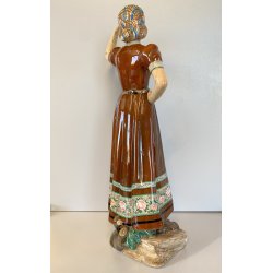 STATUINA CERAMICA POLICROMA Tanagra TORINO n°112 RAGAZZA COSTUME TRADIZIONALE 40