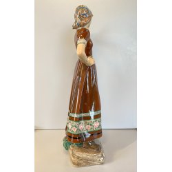 STATUINA CERAMICA POLICROMA Tanagra TORINO n°112 RAGAZZA COSTUME TRADIZIONALE 40
