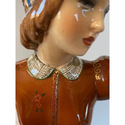 STATUINA CERAMICA POLICROMA Tanagra TORINO n°112 RAGAZZA COSTUME TRADIZIONALE 40