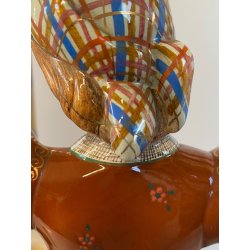 STATUINA CERAMICA POLICROMA Tanagra TORINO n°112 RAGAZZA COSTUME TRADIZIONALE 40