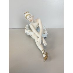 SCULTURA PORCELLANA  FIGURA BALLERINA VINTAGE STATUA DANZA STILE CAPODIMONTE '60