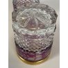 COPPIA BICCHIERI WHISKY CRISTALLO Boemia MOLATO ORO PORPORA 10,3cm/h VINTAGE '50
