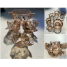 SET DESSERT MACEDONIA 6 Pz BOWL COPPETTE VETRO COLOR PESCA DECORO ARGENTO