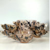 SET DESSERT MACEDONIA 6 Pz BOWL COPPETTE VETRO COLOR PESCA DECORO ARGENTO