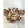 SET DESSERT MACEDONIA 6 Pz BOWL COPPETTE VETRO COLOR PESCA DECORO ARGENTO