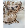 SET DESSERT MACEDONIA 6 Pz BOWL COPPETTE VETRO COLOR PESCA DECORO ARGENTO