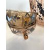 SET DESSERT MACEDONIA 6 Pz BOWL COPPETTE VETRO COLOR PESCA DECORO ARGENTO