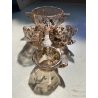 SET DESSERT MACEDONIA 6 Pz BOWL COPPETTE VETRO COLOR PESCA DECORO ARGENTO