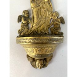 COPPIA ACQUASANTIERA PARETE MADONNA INCORONATA GESù BAMBINO PUTTI OTTONE EPOCA