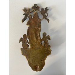COPPIA ACQUASANTIERA PARETE MADONNA INCORONATA GESù BAMBINO PUTTI OTTONE EPOCA