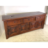 ANTICA GRANDE CREDENZA EPOCA 1700 LEGNO ABETE ANTE CASSETTI RIPIANI BANCONE OLD