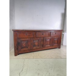 ANTICA GRANDE CREDENZA EPOCA 1700 LEGNO ABETE ANTE CASSETTI RIPIANI BANCONE OLD
