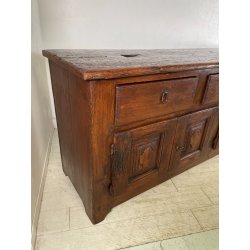 ANTICA GRANDE CREDENZA EPOCA 1700 LEGNO ABETE ANTE CASSETTI RIPIANI BANCONE OLD