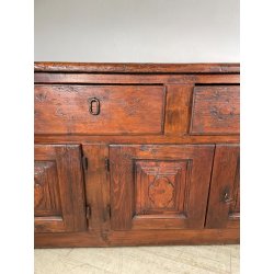 ANTICA GRANDE CREDENZA EPOCA 1700 LEGNO ABETE ANTE CASSETTI RIPIANI BANCONE OLD