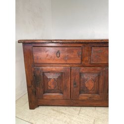 ANTICA GRANDE CREDENZA EPOCA 1700 LEGNO ABETE ANTE CASSETTI RIPIANI BANCONE OLD