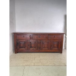 ANTICA GRANDE CREDENZA EPOCA 1700 LEGNO ABETE ANTE CASSETTI RIPIANI BANCONE OLD