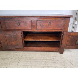 ANTICA GRANDE CREDENZA EPOCA 1700 LEGNO ABETE ANTE CASSETTI RIPIANI BANCONE OLD