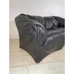 DIVANO TENTAZIONE CASSINA MARIO BELLINI VINTAGE PELLE NERA 1970 SOFA 2 POSTI