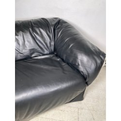 DIVANO TENTAZIONE CASSINA MARIO BELLINI VINTAGE PELLE NERA 1970 SOFA 2 POSTI